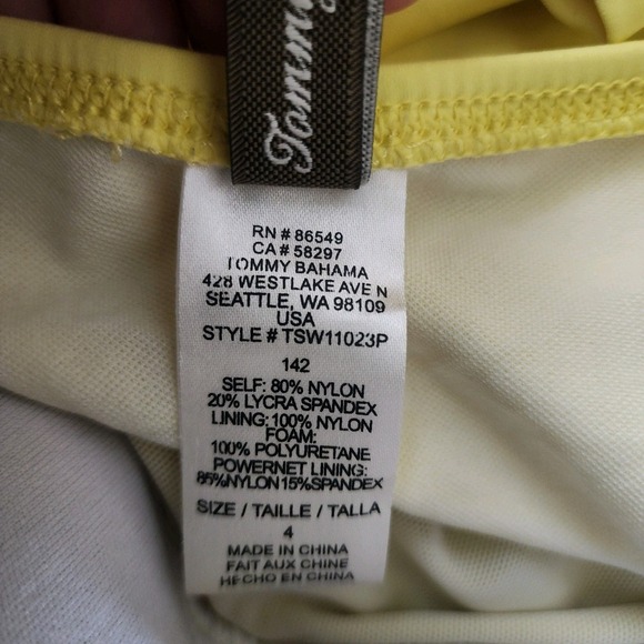 Tommy Bahama Bathing‎ Suit Womens 4 Yellow 1 Pc Ruched Halter Top Slimming PinUp - Picture 10 of 11